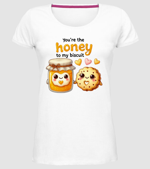Honey to my Biscuit model alb pe tricou