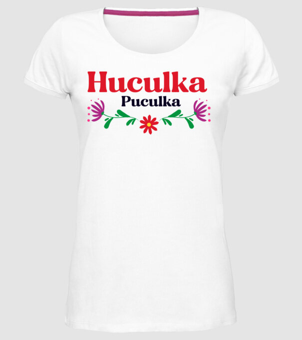 Huculka Puculka model alb pe tricou