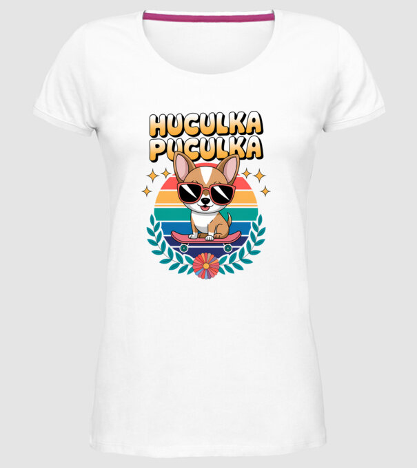 Huculka Puculka Câine 2 model alb pe tricou