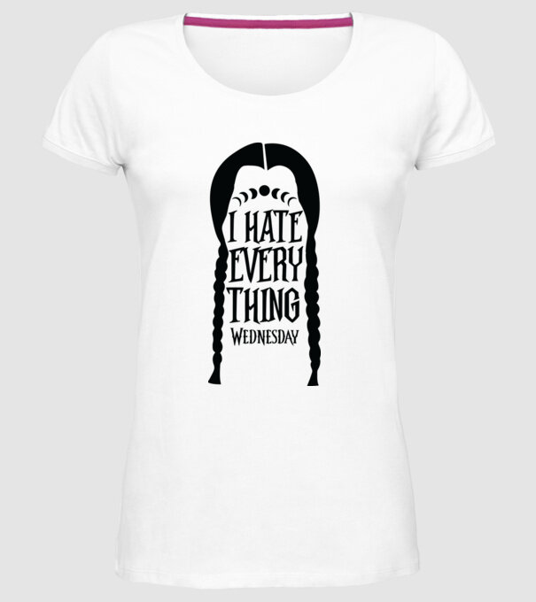 I hate everything model alb pe tricou
