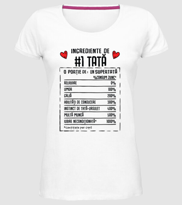 Ingrediente Tată model alb pe tricou