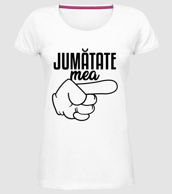 Jumătate a mea model alb pe tricou