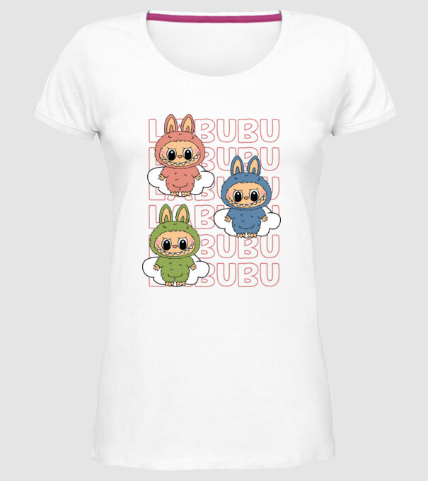 LABUBU model alb pe tricou