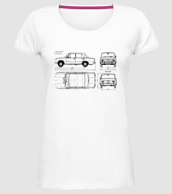 Lada model alb pe tricou