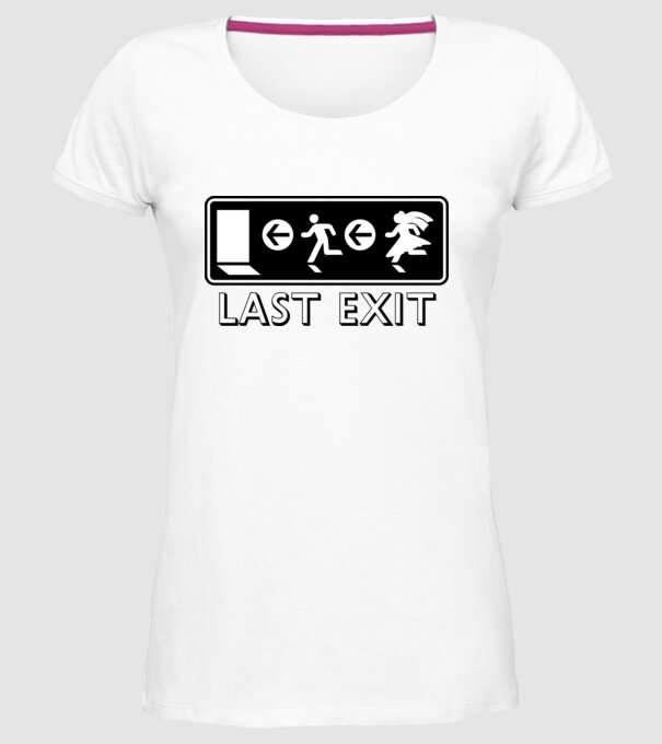 Last Exit model alb pe tricou