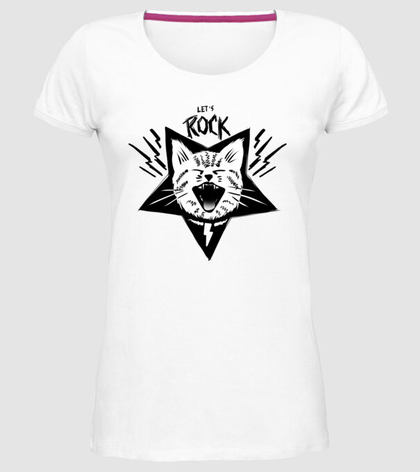 Let's Rock model alb pe tricou