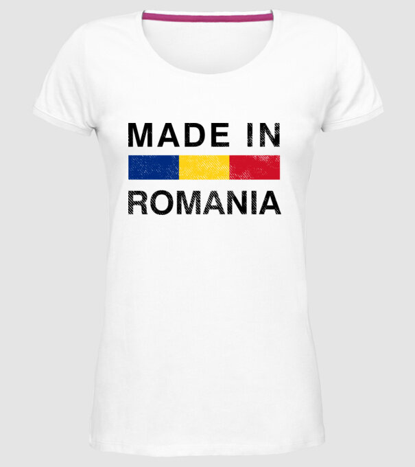 made in romania model alb pe tricou