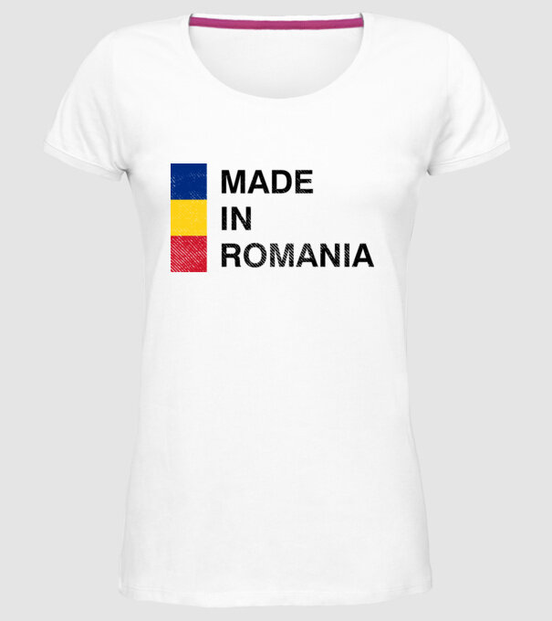 made in romania model alb pe tricou