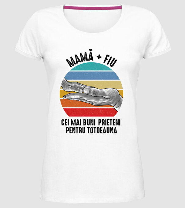 Mamă + fiu - Cei mai buni prieteni pentru totdeauna model alb pe tricou