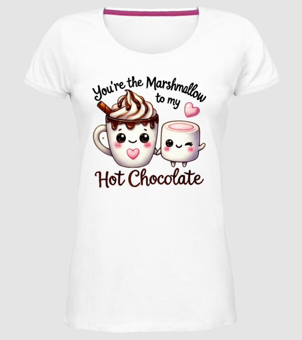 Marshmallow to my Hot Chocolate model alb pe tricou