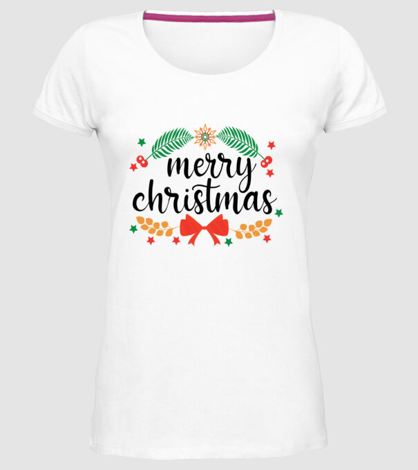 Merry christmas model alb pe tricou