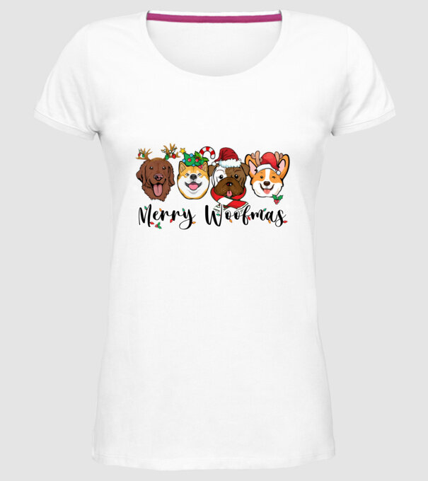 Merry woofmas 2 model alb pe tricou