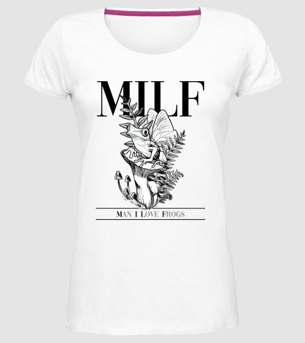 MILF man i love frogs model alb pe tricou