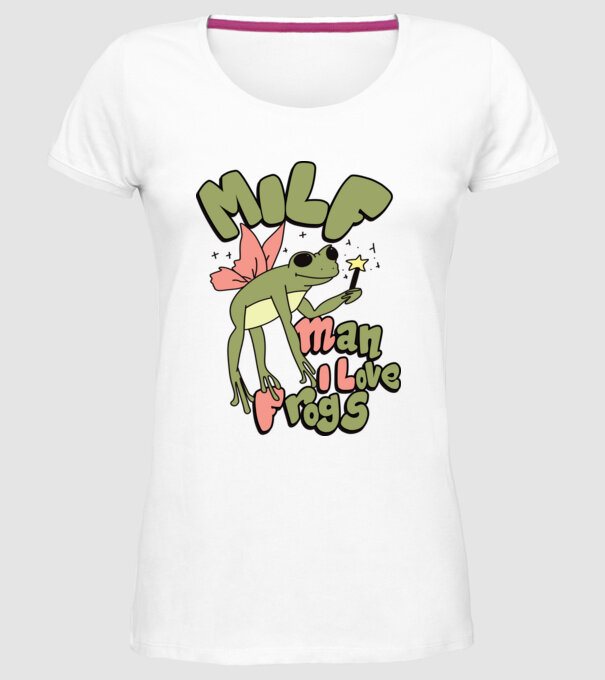 MILF man i love frogs model alb pe tricou