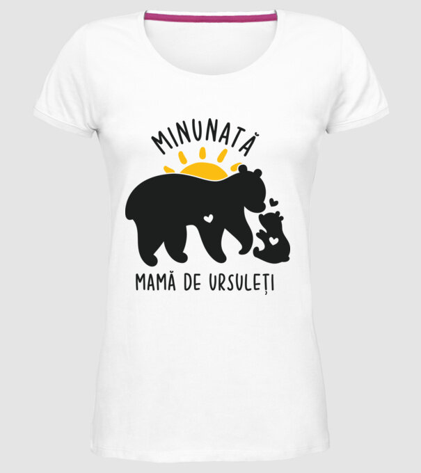 Minunată mamă de ursuleți model alb pe tricou