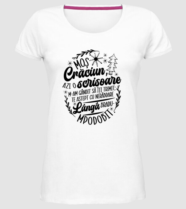 Moş Crăciun model alb pe tricou