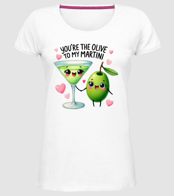 Olive to my Martini model alb pe tricou