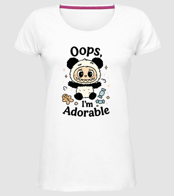 Oops, I'm adorable model alb pe tricou