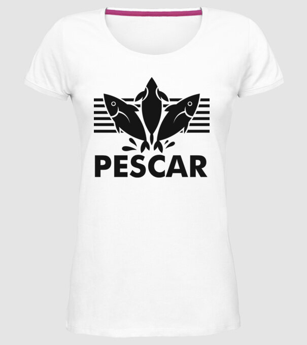 Pescar original model alb pe tricou