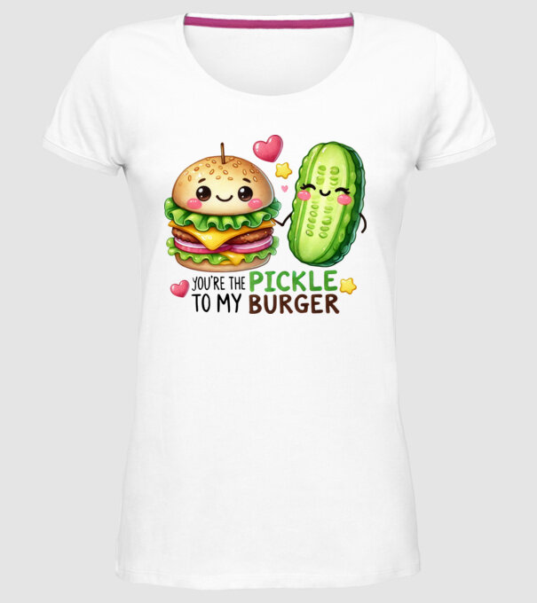 Pickle to my Burger model alb pe tricou
