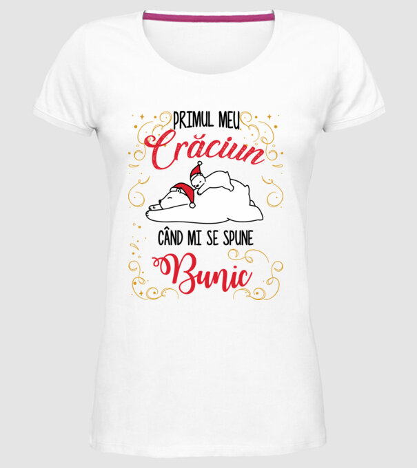 Primul meu Crăciun când mi se spune bunic! model alb pe tricou