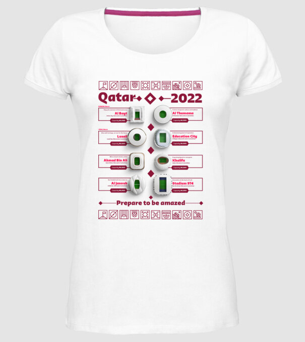 Qatar 2022 Stadiums white model alb pe tricou
