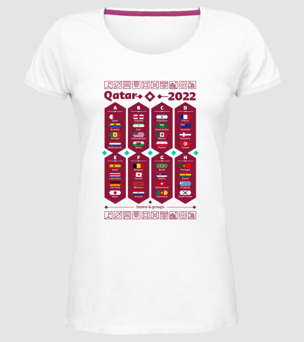 Qatar 2022 teams - groups white model alb pe tricou