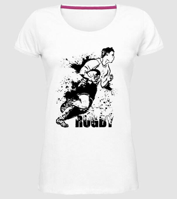 Rugby model alb pe tricou