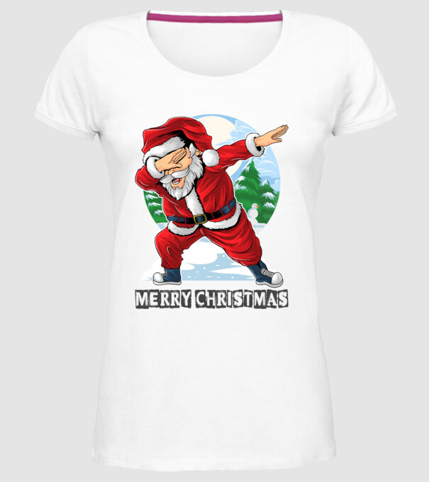 Santa merry christmas model alb pe tricou