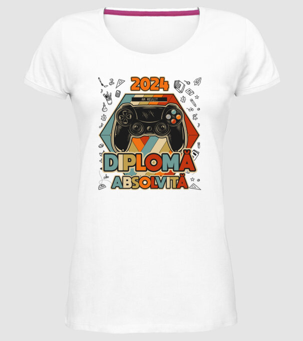 școala generală diplomă model alb pe tricou