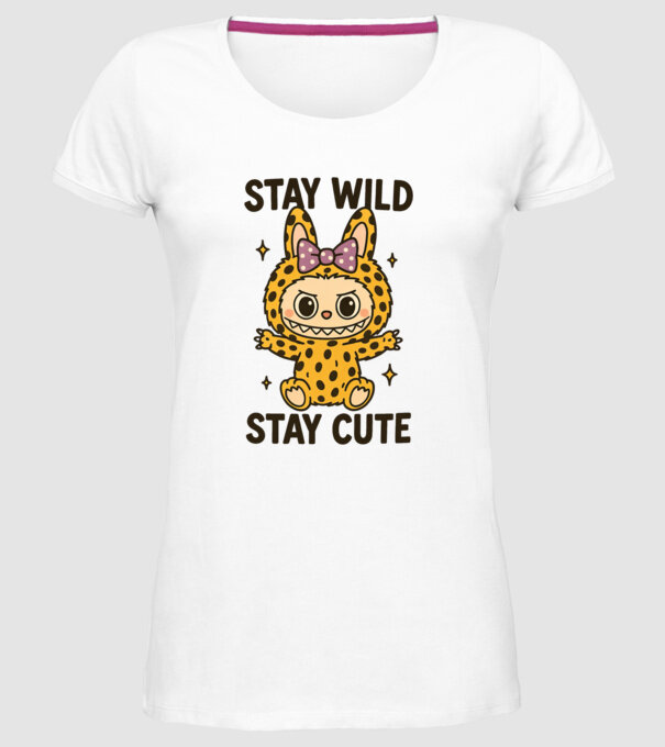 Stay wild - Labubu model alb pe tricou