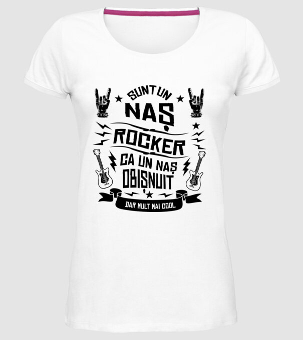 Sunt un naș rocker, ca un naș obișnuit, dar mult mai cool model alb pe tricou