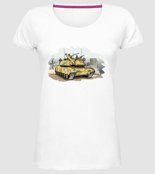 Tancuri model alb pe tricou