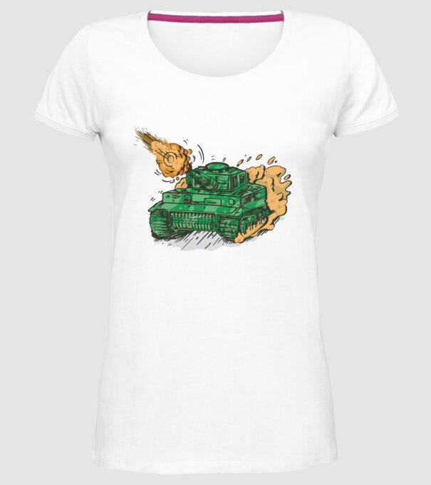 Tancuri model alb pe tricou
