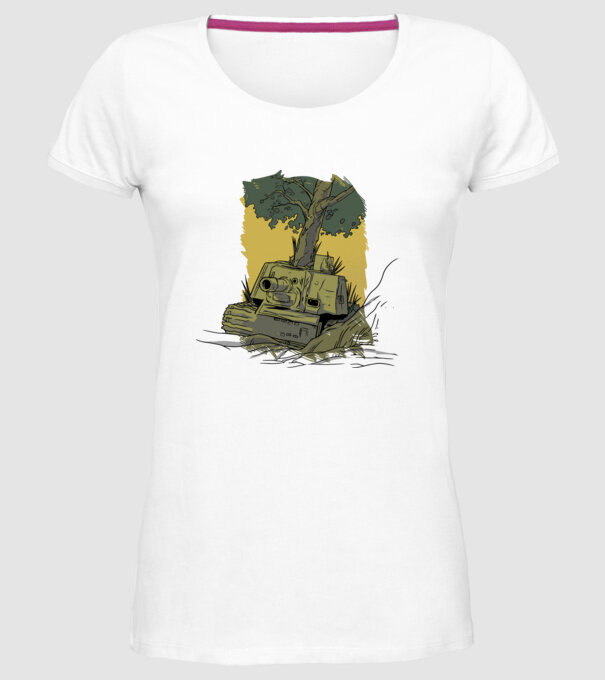 Tancuri model alb pe tricou