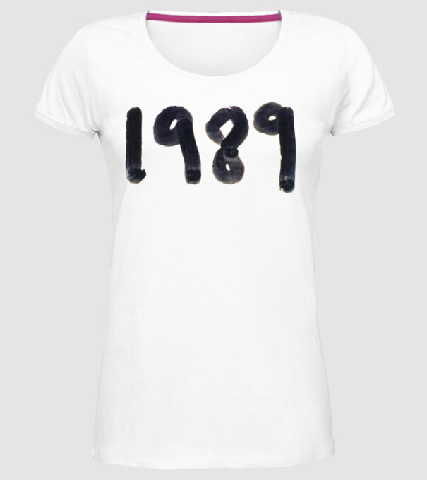 Taylor Swift 1989 text model alb pe tricou