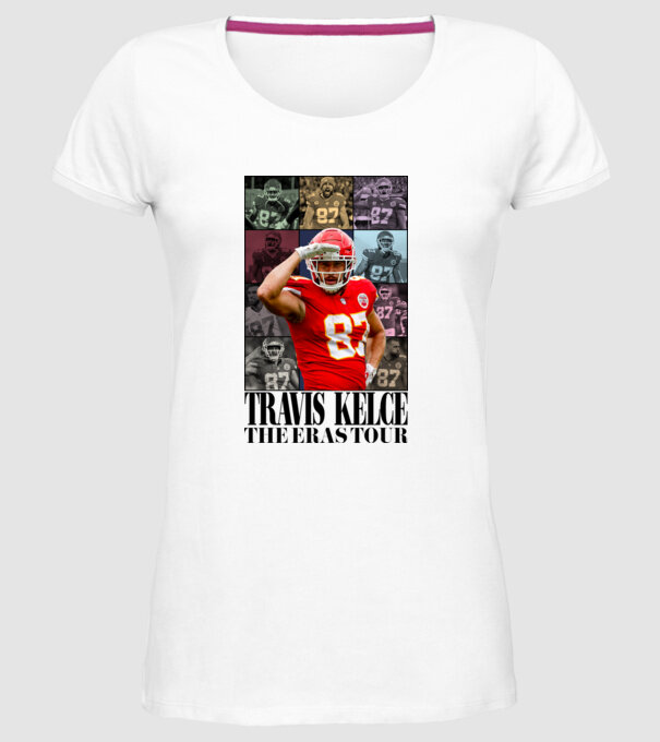 Taylor Swift Eras Travis Kelce model alb pe tricou
