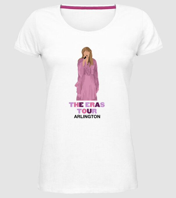 Taylor Swift The Eras Tour Arlington 3 model alb pe tricou