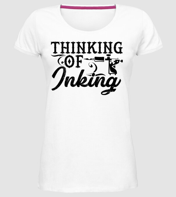 Thinking of inking model alb pe tricou