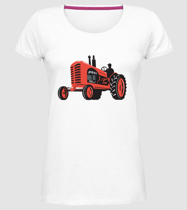 TRACTOR model alb pe tricou