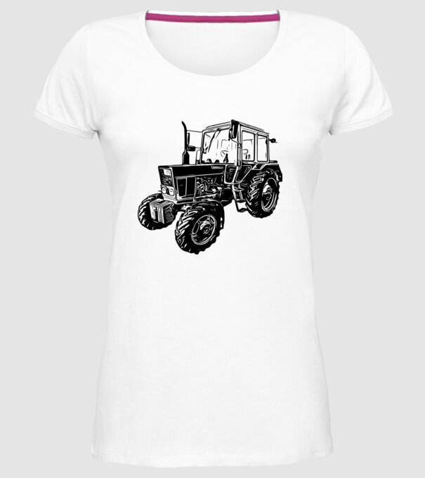 TRACTOR model alb pe tricou