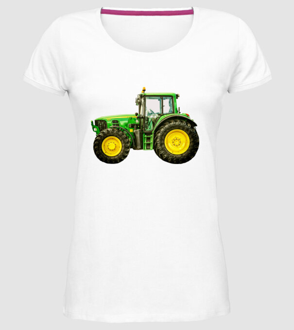 TRACTOR model alb pe tricou