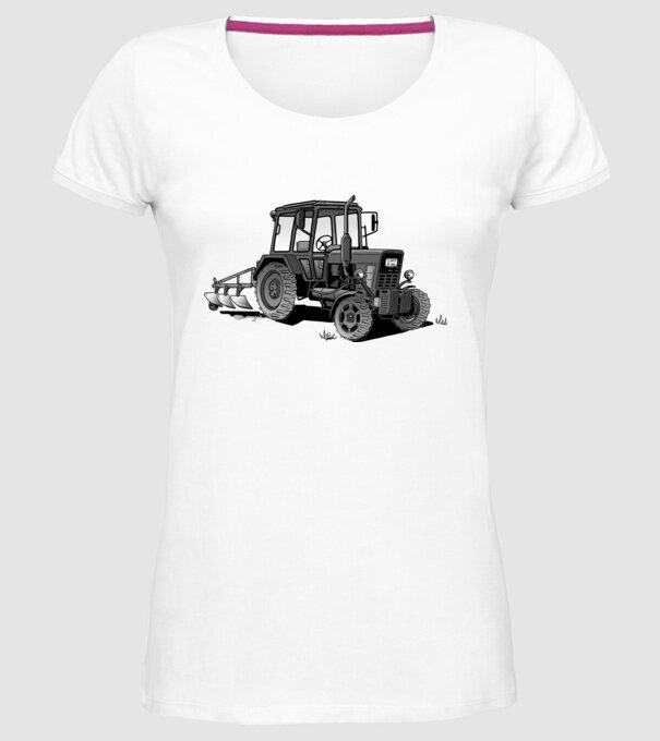 TRACTOR model alb pe tricou