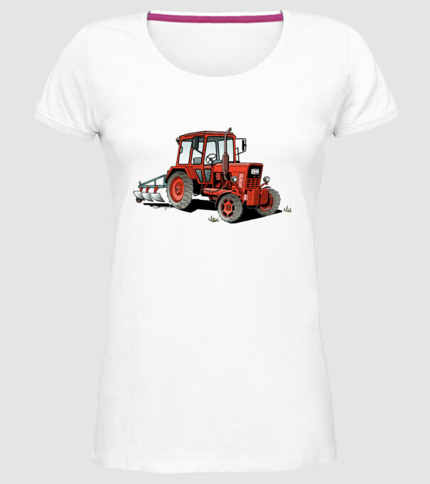 TRACTOR model alb pe tricou