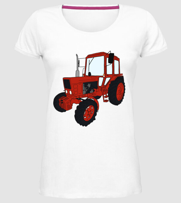 TRACTOR model alb pe tricou