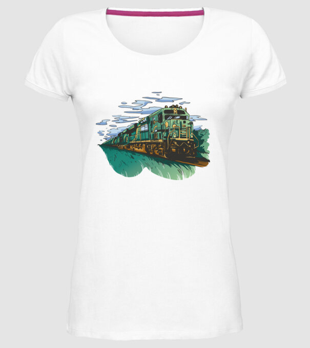 Trenuri model alb pe tricou