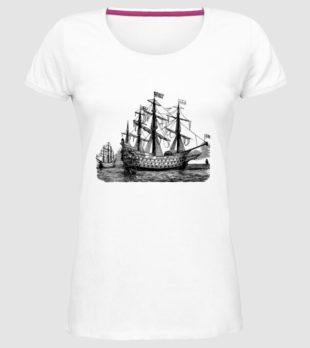 Vapoare model alb pe tricou