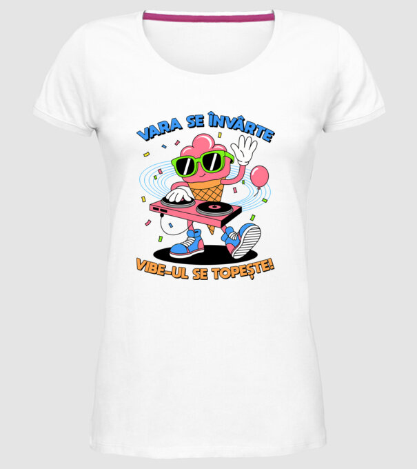 Vara se învârte model alb pe tricou