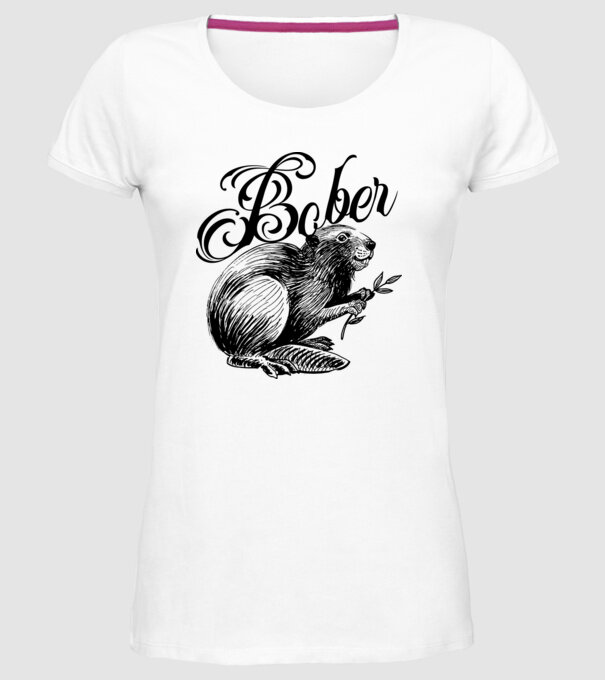 Vintage Bober model alb pe tricou