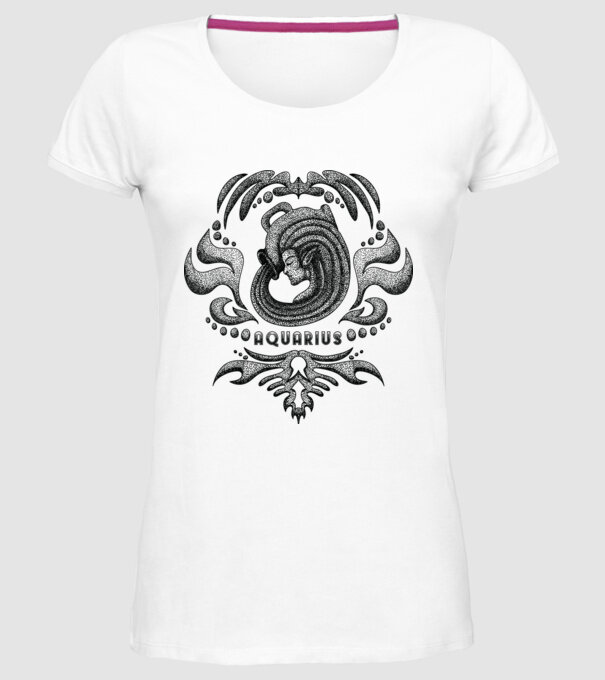 Vintage zodiac aquarius model alb pe tricou
